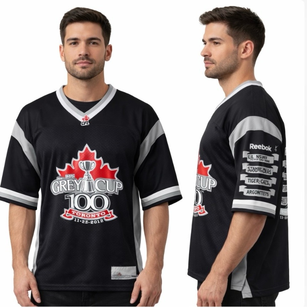 CFL Reebok Jersey Grey Cup 100 Blokecore Vintage Football Shirt Medium NWT Top